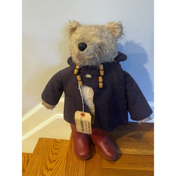 VINTAGE PADDINGTON TEDDY BEAR GABRIELLE ENGLAND 1970'S TAG TALL